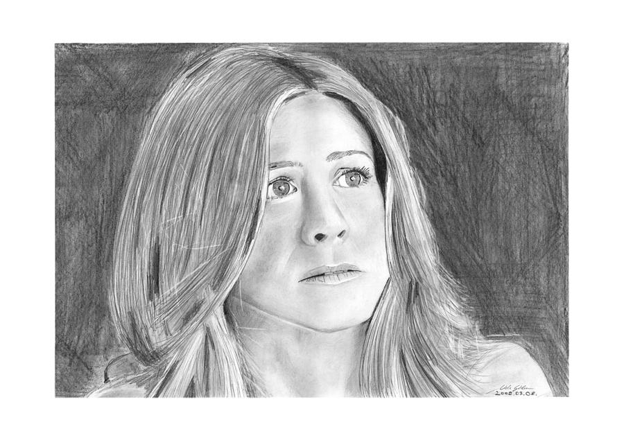 Jennifer Aniston Drawing - Jennifer Aniston #2 by Gabor Vida