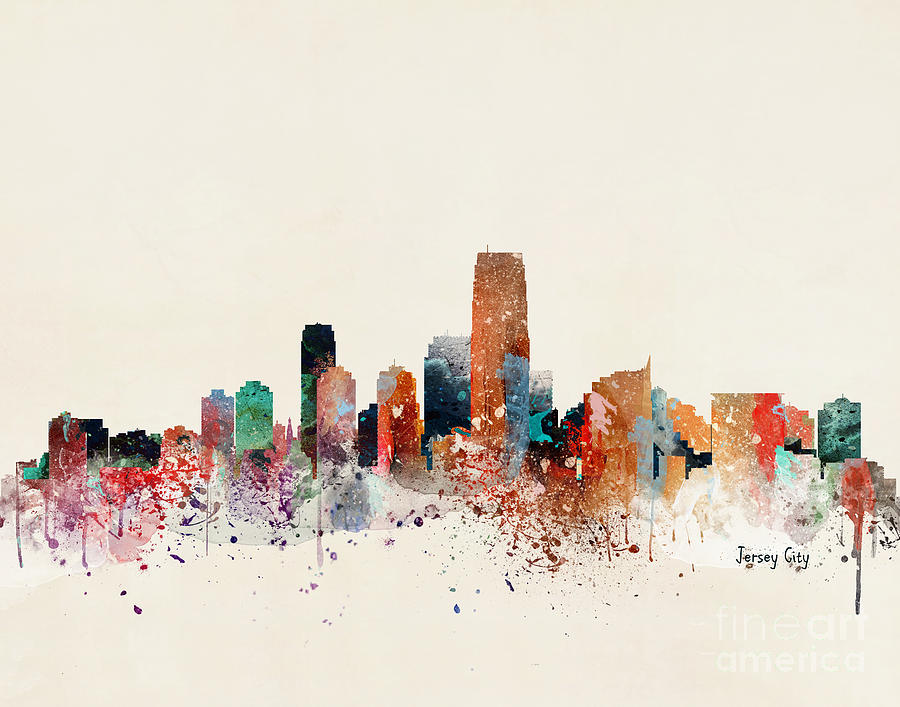 Skylines Painting - Jersey City Skyline by Bri Buckley