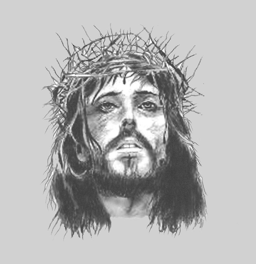 Jesus Sketch T-shirt Painting by Herb Strobino