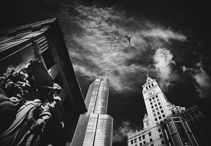 Jet Over Michigan Avenue #1 Photograph by Mountain Dreams