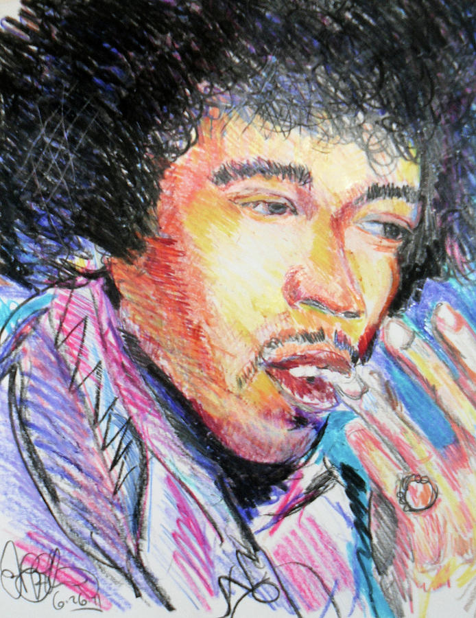 Jimi Hendrix Drawing by Jon Baldwin Art - Fine Art America