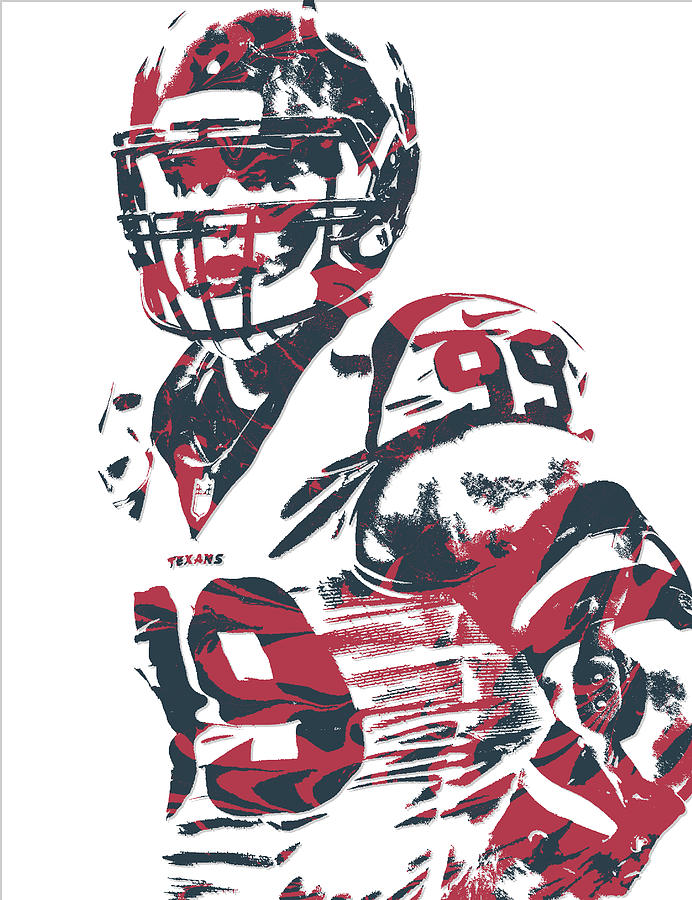 Jj Watt Houston Texans Pixel Art 5 Women's T-Shirt by Joe Hamilton - Pixels