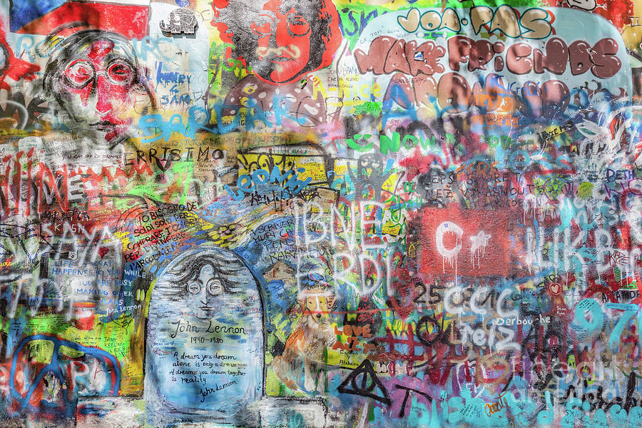 John Lennon Wall, Prague, Czech Republic. Graffiti background #1 Photograph by Michal Bednarek
