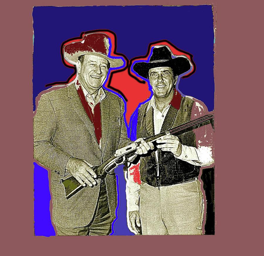 John Wayne And Robert Shelton Rifle Presentation C.1965 #2 Photograph by David Lee Guss