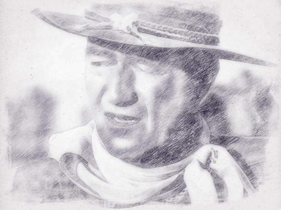 John Wayne by John Springfield #1 Drawing by Esoterica Art Agency