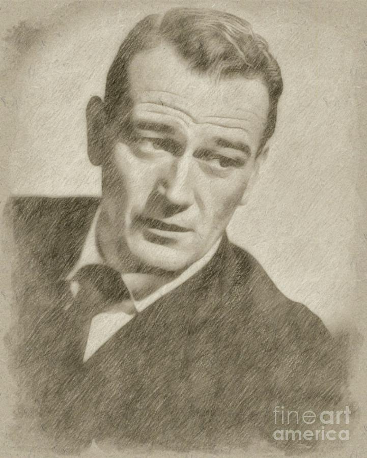Chitty Drawing - John Wayne Hollywood Actor #1 by Esoterica Art Agency