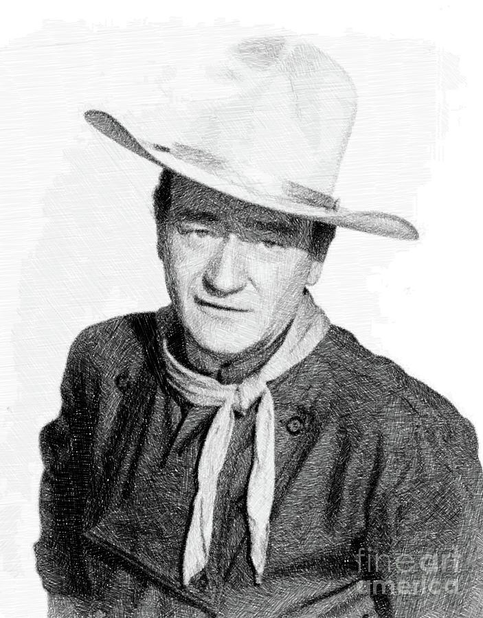 John Wayne, Vintage Actor By Js Drawing