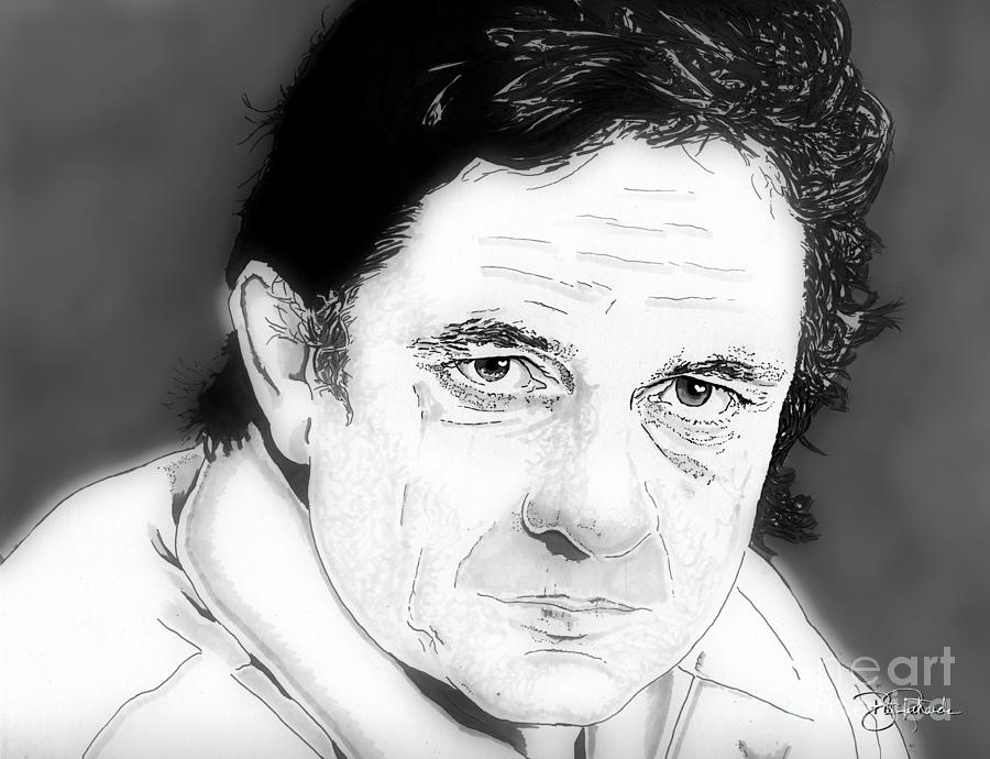Johnny Cash #1 Drawing by Bill Richards