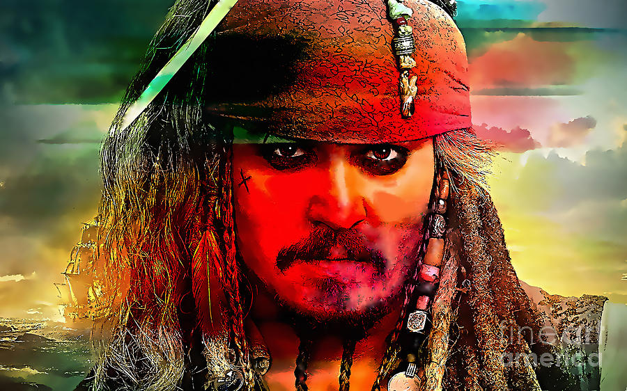 Johnny Depp Painting #1 Mixed Media by Marvin Blaine