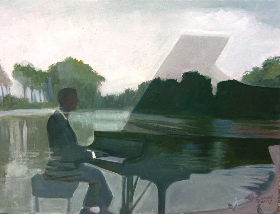 Justin Levitt Steinway Piano Spreckles Lake #1 Painting by Suzanne Giuriati Cerny