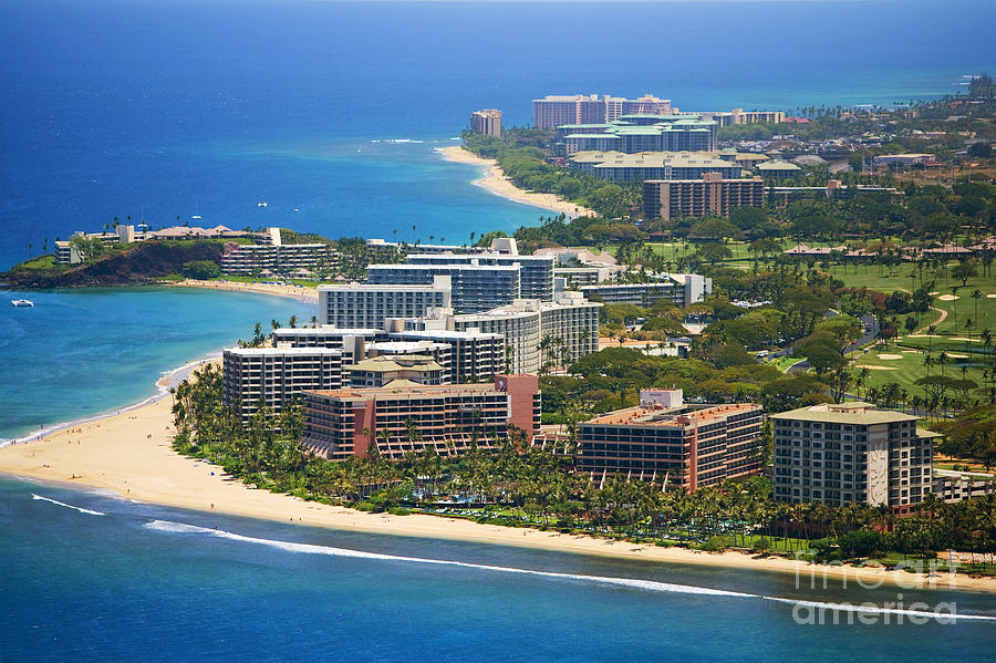 Beach Photograph - Kaanapali Aerial #1 by Ron Dahlquist - Printscapes
