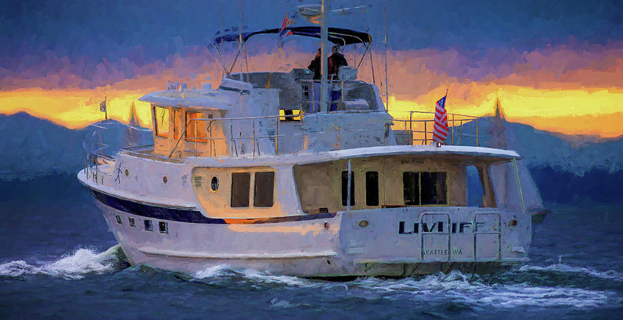 Kadey Krogen Yacht #2 Painting by Mike Penney