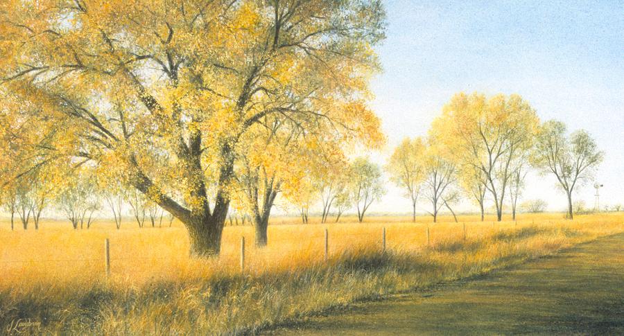 Trees Painting - Kansas Gold by Janet Landrum Trees Painting - Kansas Gold by Janet Landrum