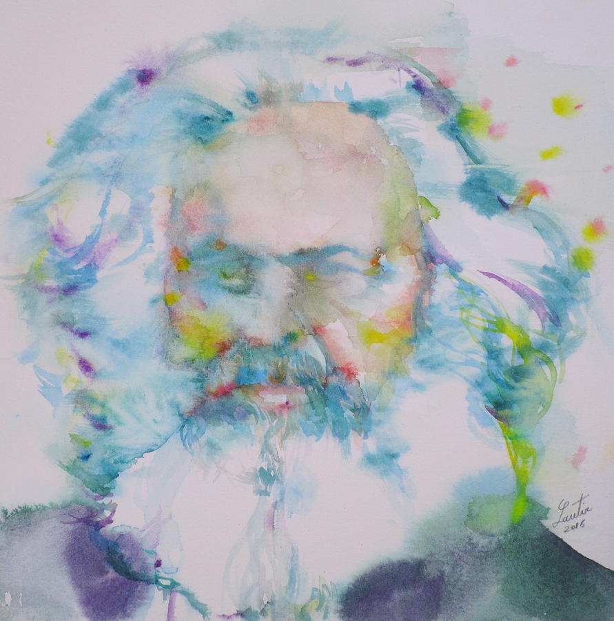 Karl Marx Painting - KARL MARX - watercolor portrait #1 by Fabrizio Cassetta