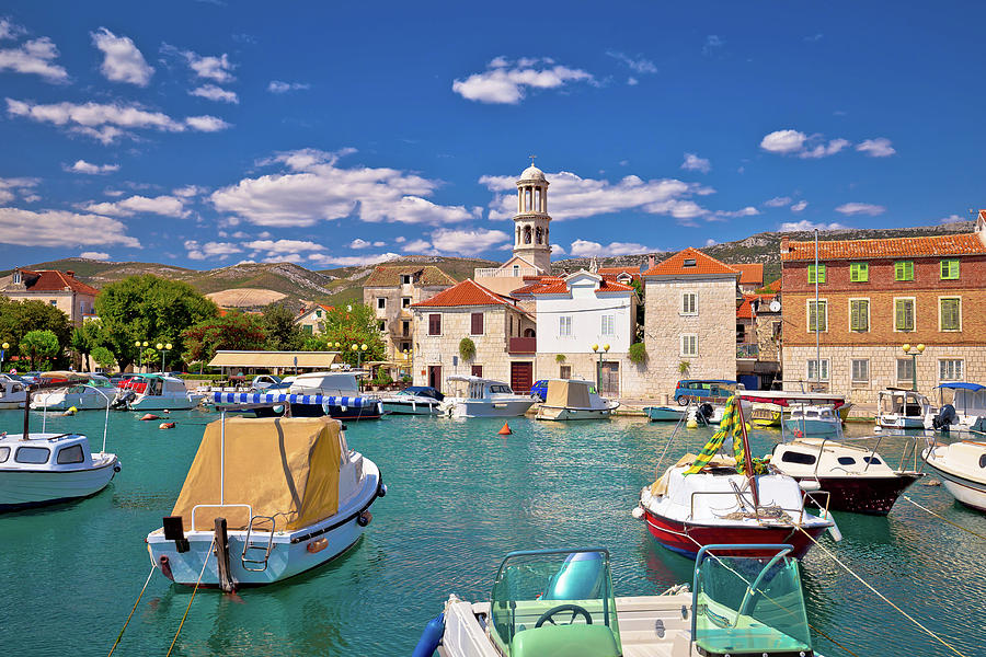 Kastel Novi turquoise harbor and historic architecture view #1 Photograph by Brch Photography