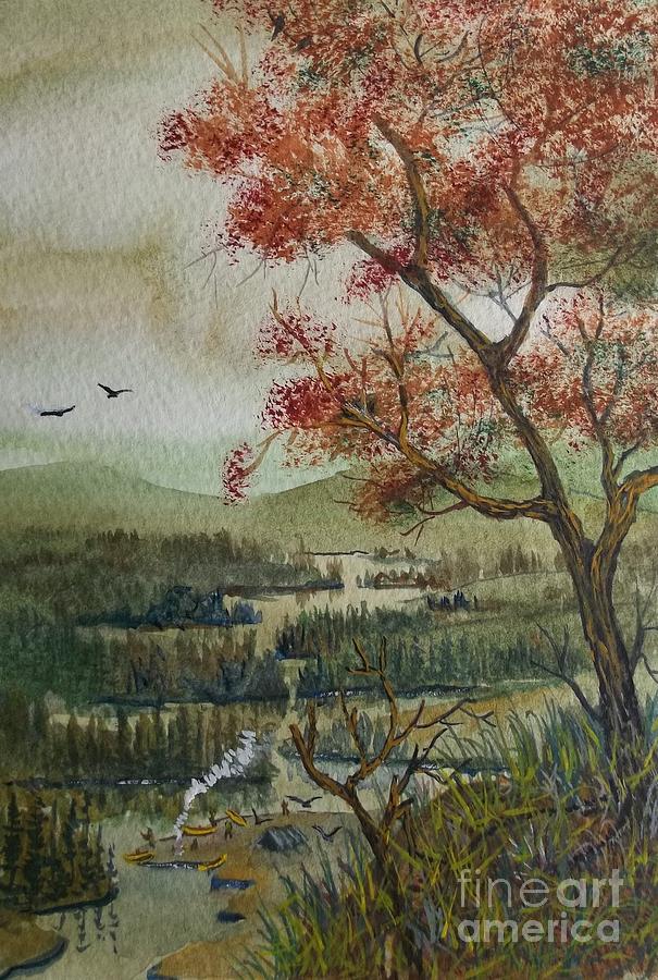 Bird Painting - Kayak Camping #1 by Don n Leonora Hand