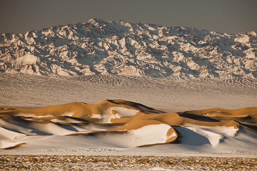 Khongor Sand Dunes In Winter Gobi #1 Photograph by Colin Monteath