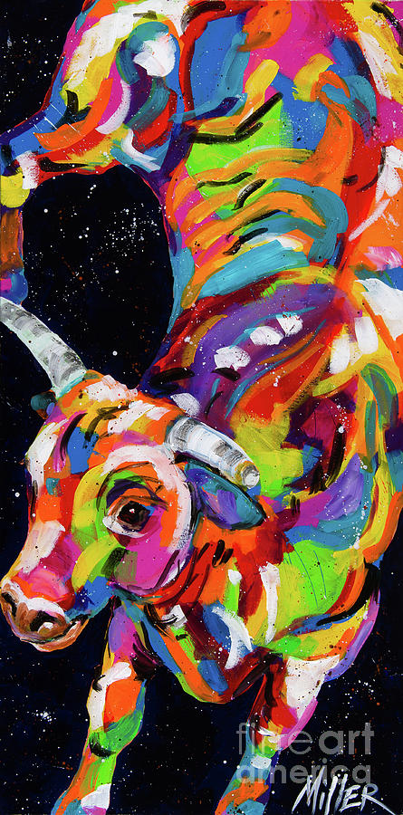 Bucking Bull Painting - Kickin It #2 by Tracy Miller