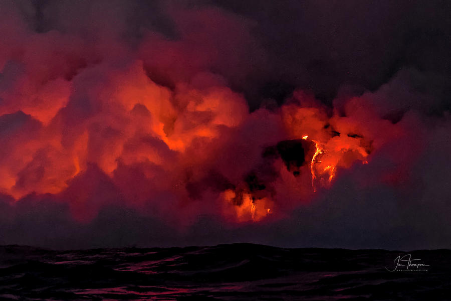 Lava Flowing Into the Ocean 0 Photograph by Jim Thompson