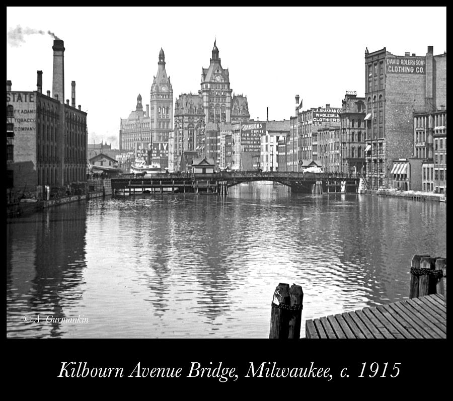 Kilbourn Avenue Bridge, Milwaukee River, c.1915, Vintage Photogr Photograph by A Macarthur Gurmankin