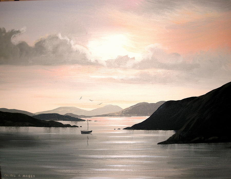 Killary Sunset #1 Painting by Cathal O malley