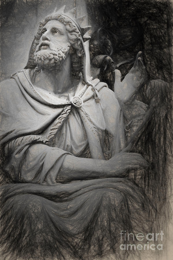 King David by Tadolini #1 Painting by HD Connelly