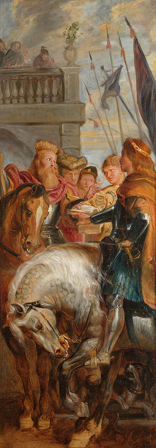 Peter Paul Rubens Painting - Kings Clothar and Dagobert dispute with a Herald #1 by Peter Paul Rubens