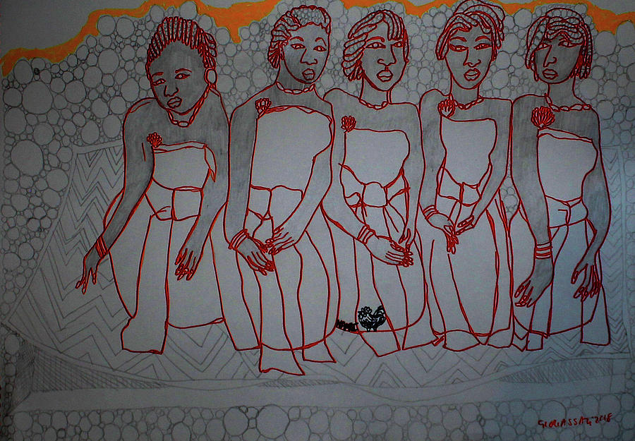 Kintu and Nambi Kwanjula #1 Painting by Gloria Ssali