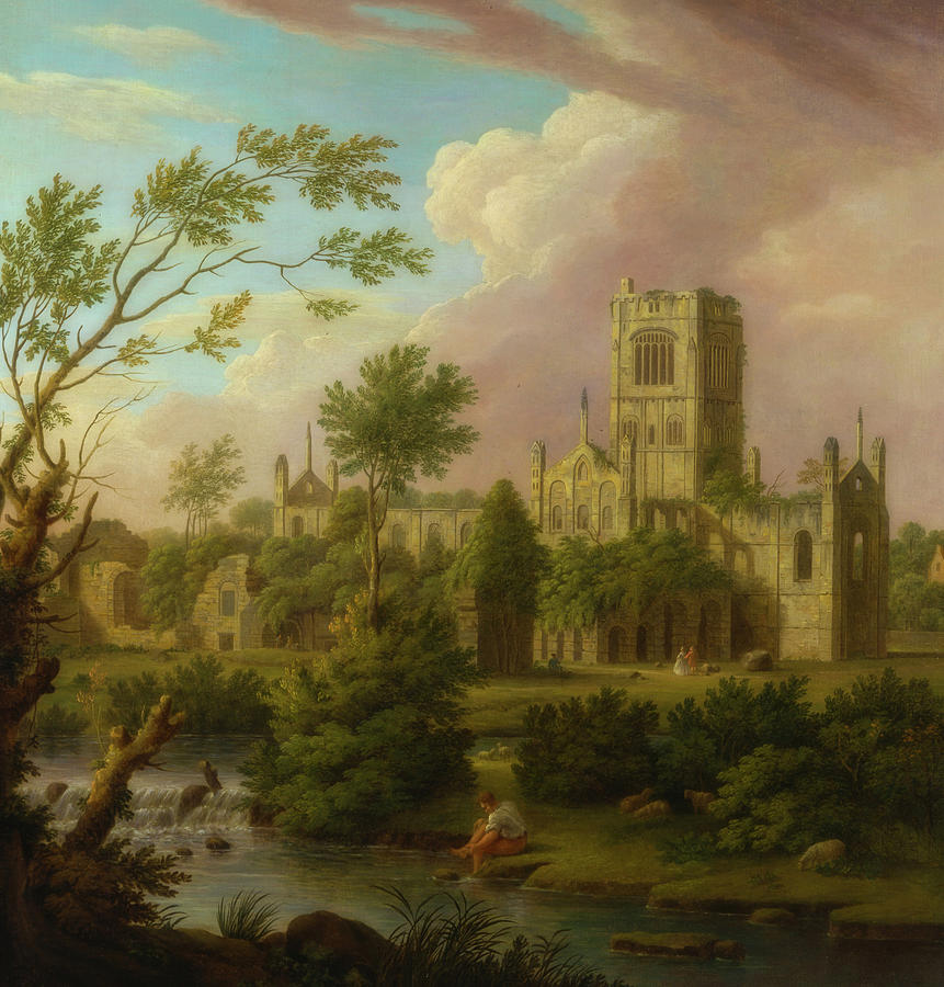 Vintage Painting - Kirkstall Abbey, Yorkshire #1 by Mountain Dreams