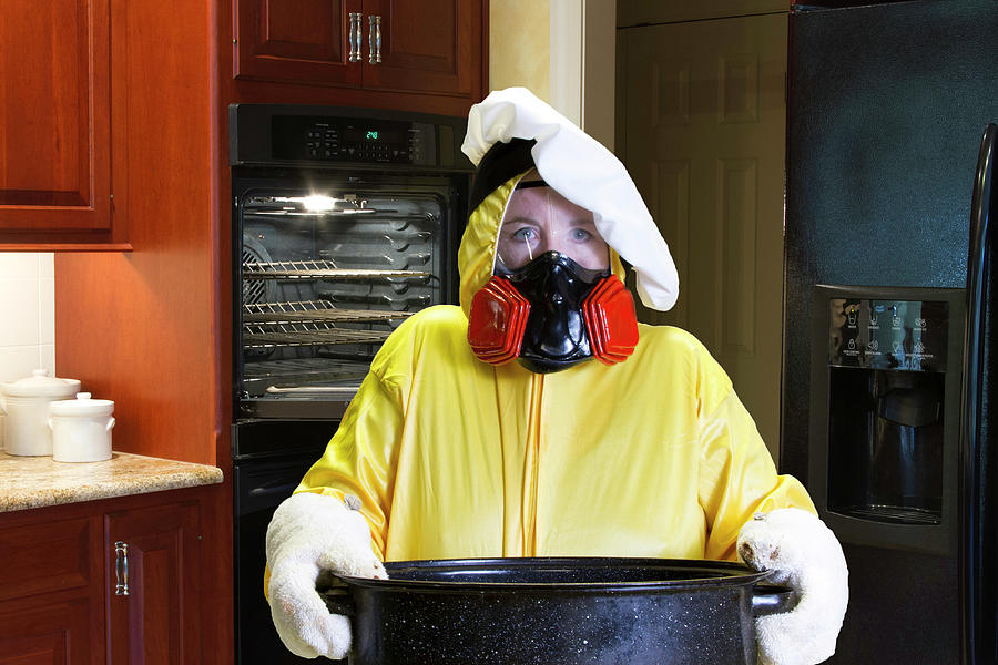 Kitchen disaster with HazMat suit #1 Photograph by Karen Foley