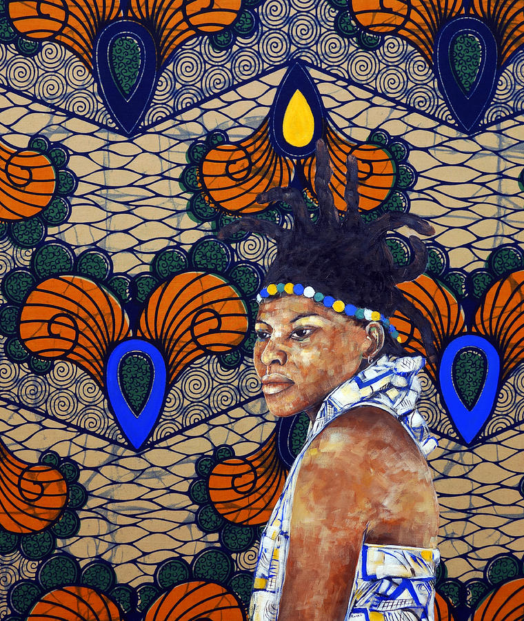 Kitenge Background Series #1 Painting by Ronex Ahimbisibwe