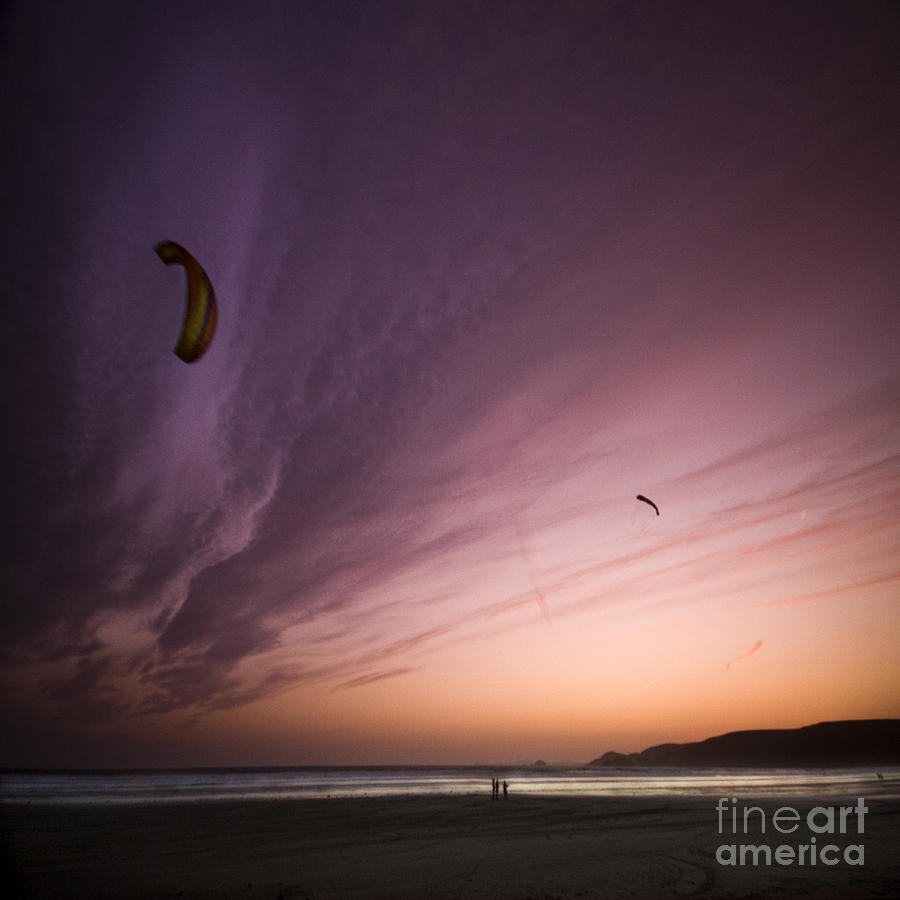 Sunset Photograph - Kiting in the Moonlight #1 by Ang El