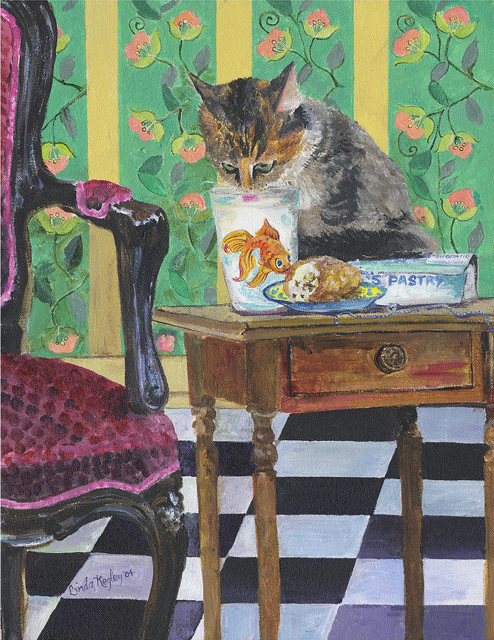 Kitten and Cannoli Painting by Linda Kegley