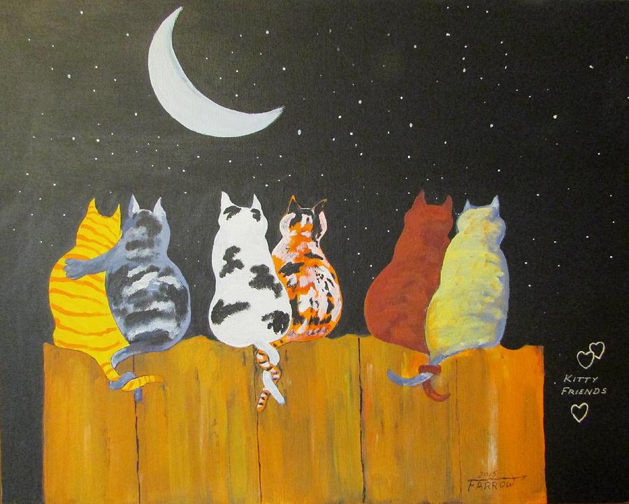 Kitty Friends Painting by Dave Farrow