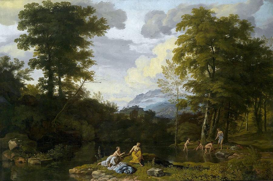 Klassische Landschaft mit arkadischer #1 Painting by Johannes Glauber
