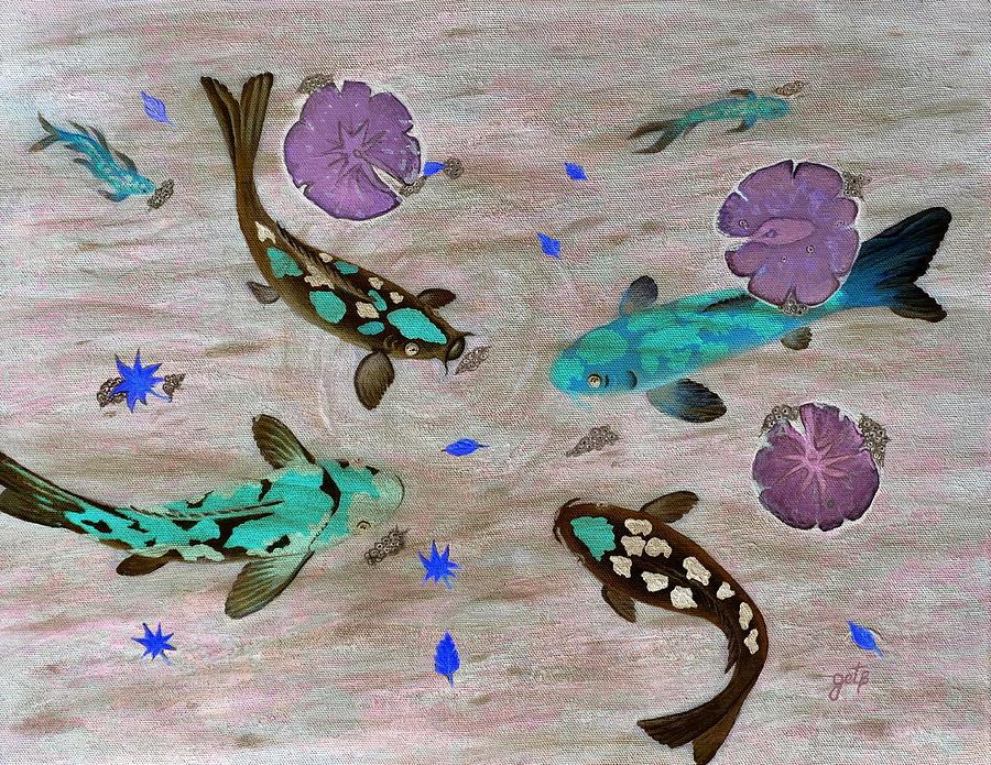 Koi Fish Feng Shui #1 Painting by Georgeta  Blanaru