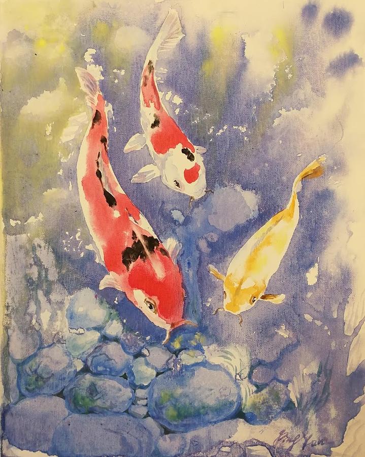 Koi Pond #1 Painting by Ping Yan