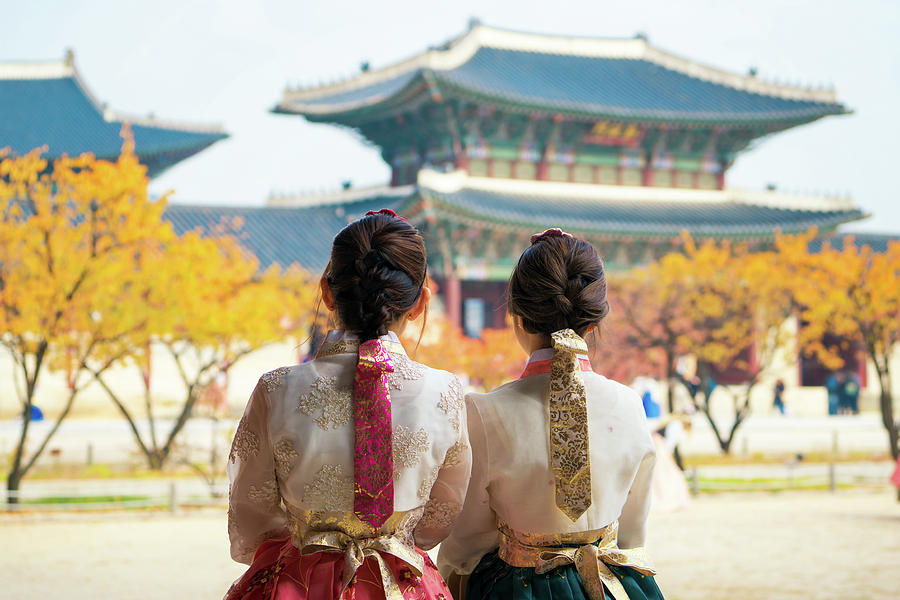 Korean lady in hanbok dress #1 Photograph by Anek Suwannaphoom