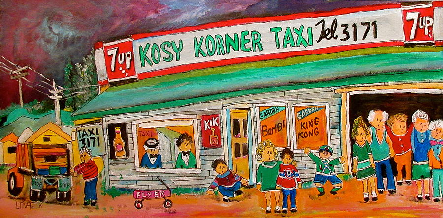 Kosy Korner Taxi Plage Laval #1 Painting by Michael Litvack