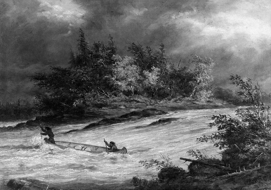 Krieghoff: Canoe On Rapids Photograph by Granger - Pixels