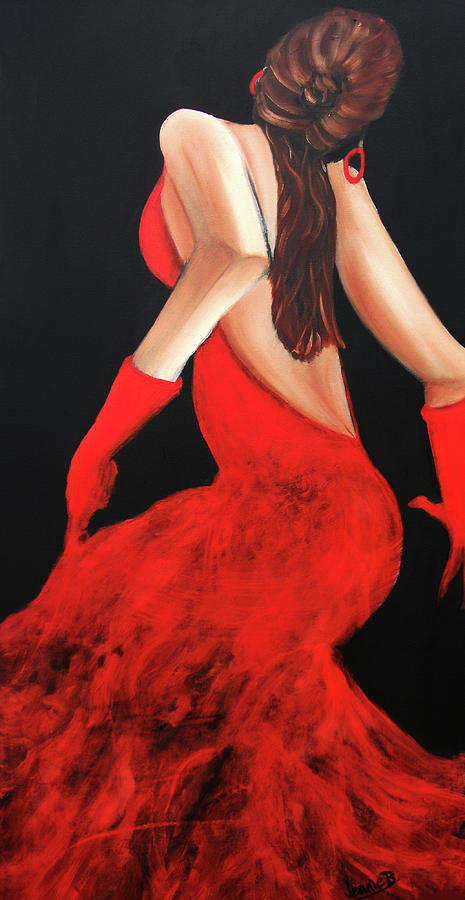 Music Painting - Lady In Red #1 by Jean Billsdon