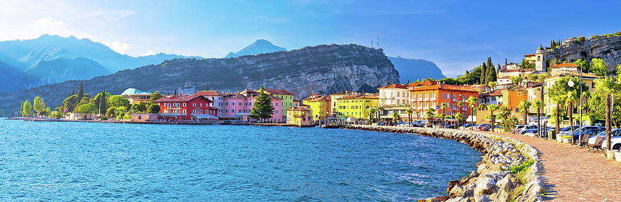 Lago di Garba town of Torbole panoramic view #1 Photograph by Brch Photography