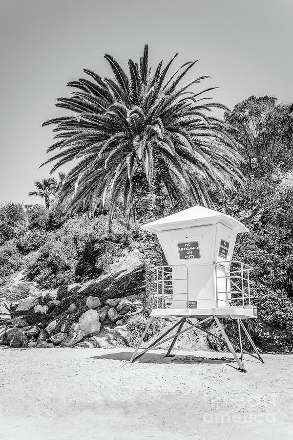 Laguna Beach Lifeguard Tower Black and White Picture #1 Photograph by Paul Velgos