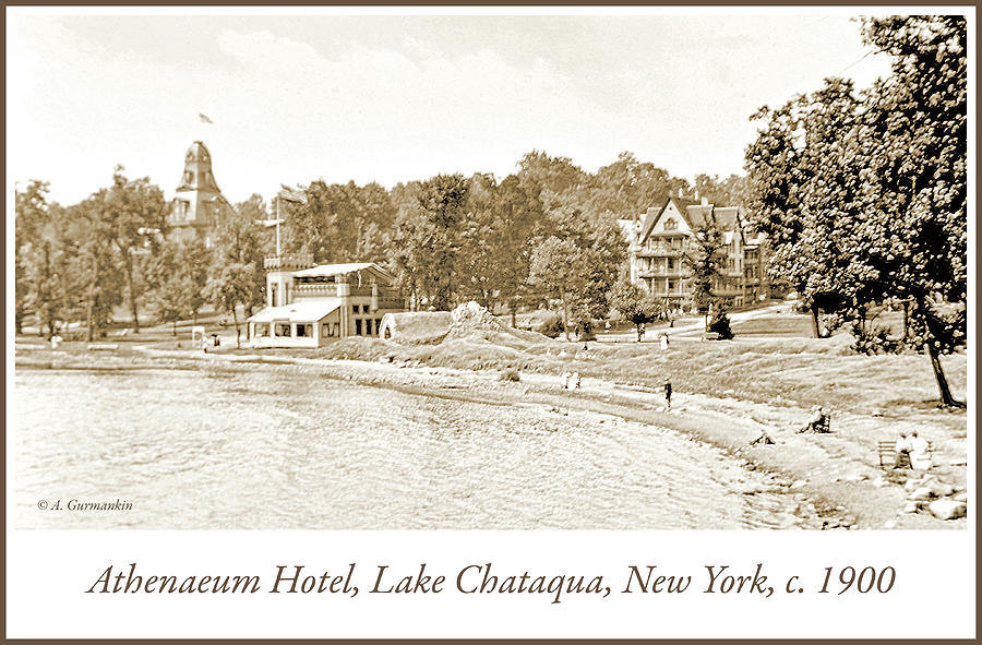 Lake Chataqua, Athenaeum Hotel, New York, c. 1900 #1 Photograph by A Macarthur Gurmankin