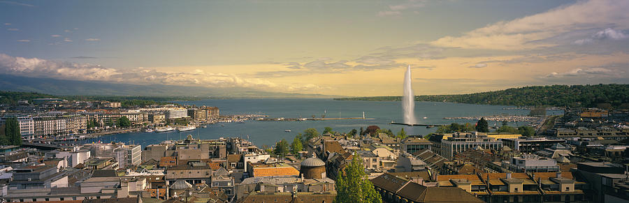 Boat Photograph - Lake Geneva Geneva Switzerland #1 by Panoramic Images