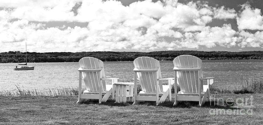 Lake Michingan Adirondack Chairs on the Shore #1 Photograph by ELITE IMAGE photography By Chad McDermott