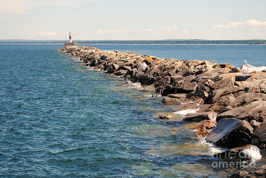 Marquette University Photograph - Lake Superior Break Wall #2 by Phil Perkins