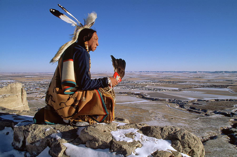 Winter Photograph - Lakota Elder #1 by Christian Heeb