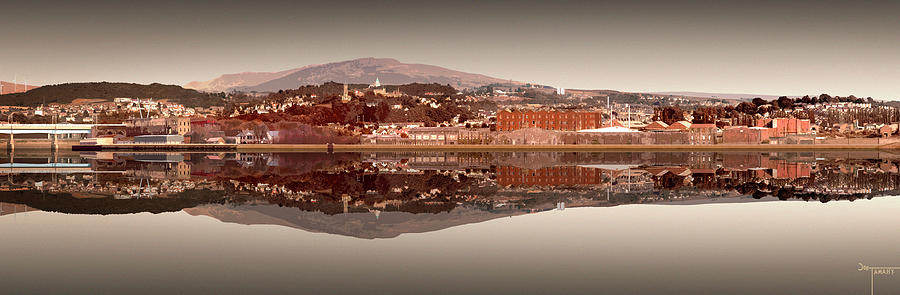Lancaster Panoramic Reflection - Sepia Digital Art by Joe Tamassy