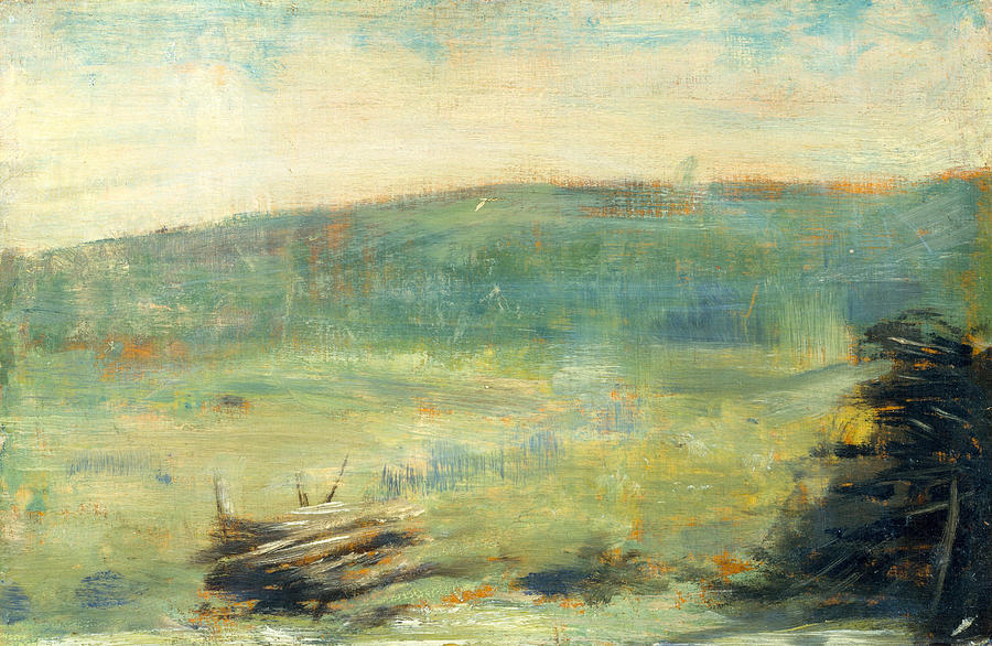 Landscape Painting - Landscape at Saint-Ouen #1 by Georges Seurat